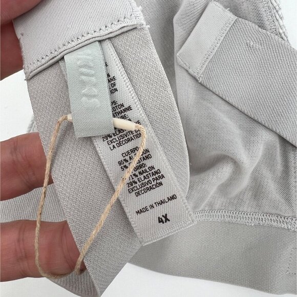 NWT SKIMS Stretch Cotton Rib Plunge Bralette Light Heather‎ Grey Size 4X - Picture 6 of 7